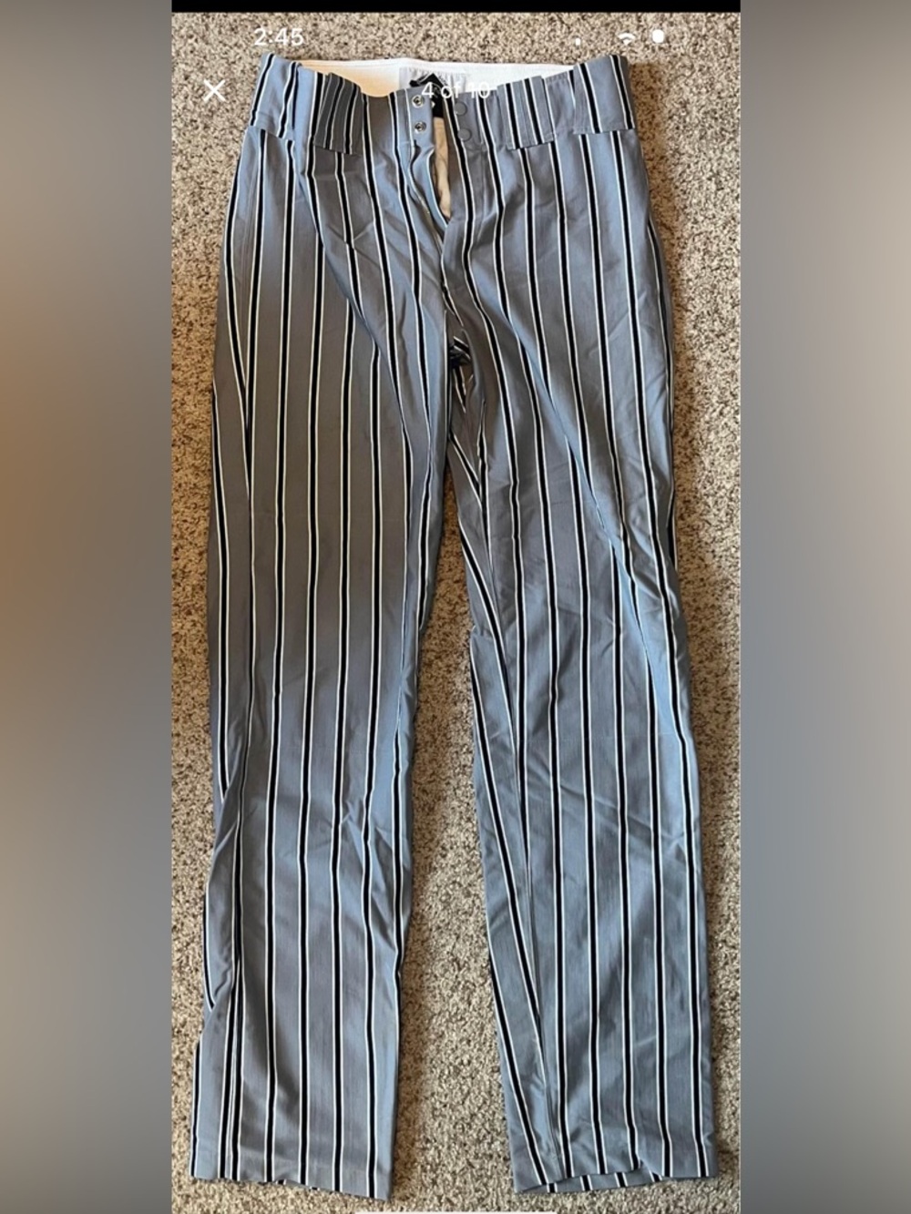 Men's Softball Gray Vertical Stripe Pants